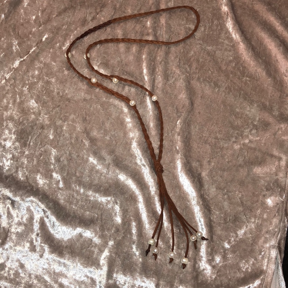 Leather and Pearl Necklace